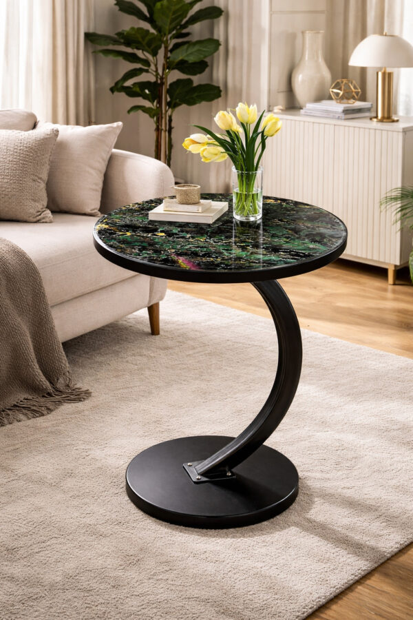 Stolik kawowy z marmurowym wzorem 40cm